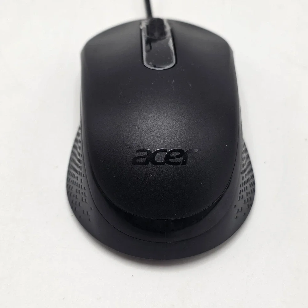Acer Wired Optical Mouse MOLDUO Black USB 3-Button Textured Grip Computer Office